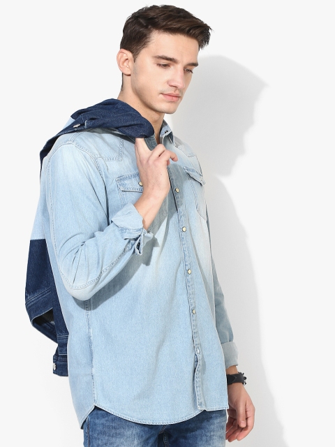 

Scotch & Soda Blue Washed Regular Fit Denim Shirt