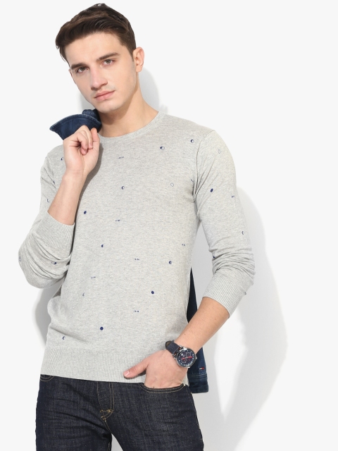 

Scotch & Soda Men Grey Printed Round Neck Sweater