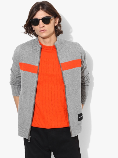 

Calvin Klein Jeans Grey Melange Colourblocked Cardigan