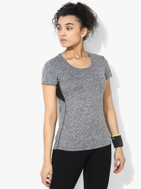

Marks & Spencer Women Charcoal Grey Self Design Sports T-Shirt