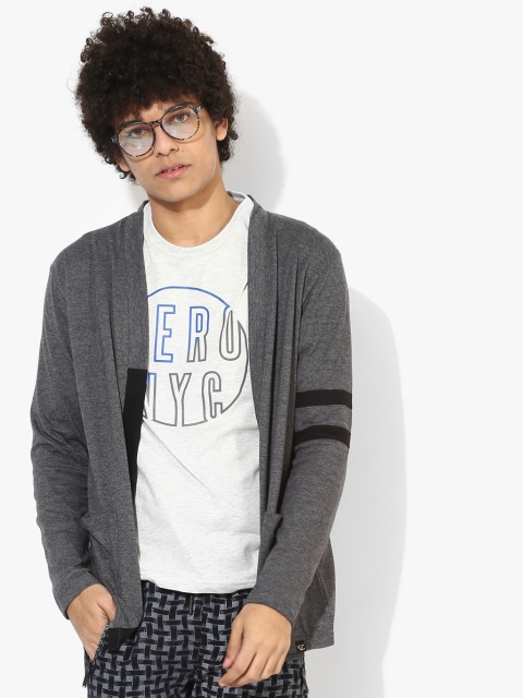 

YWC Men Charcoal Grey Solid Casual Jacket