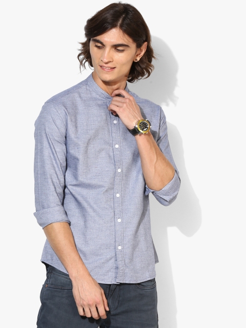 

YWC Men Grey Self Design Casual Shirt