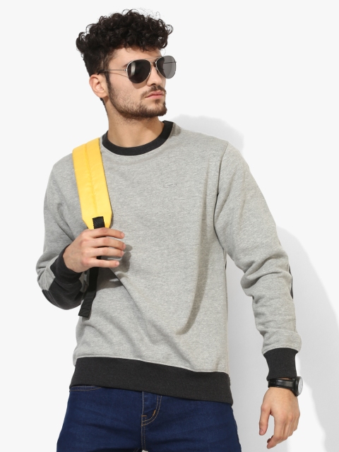 

Oxemberg Men Grey Melange Solid Sweatshirt