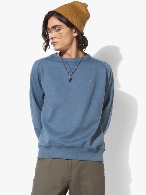 

Oxemberg Men Blue Solid Sweatshirt
