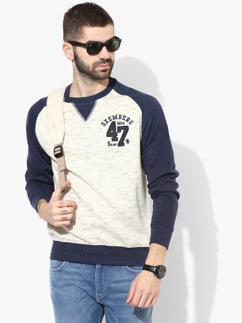 

Oxemberg Men Off-White Self Design Sweatshirt