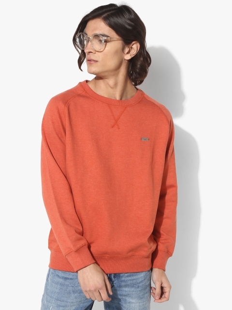 

Oxemberg Men Orange Solid Sweatshirt