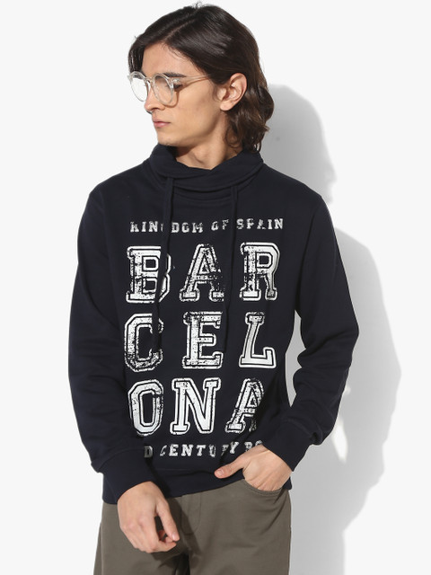 

Oxemberg Men Navy Blue & White Printed Sweatshirt
