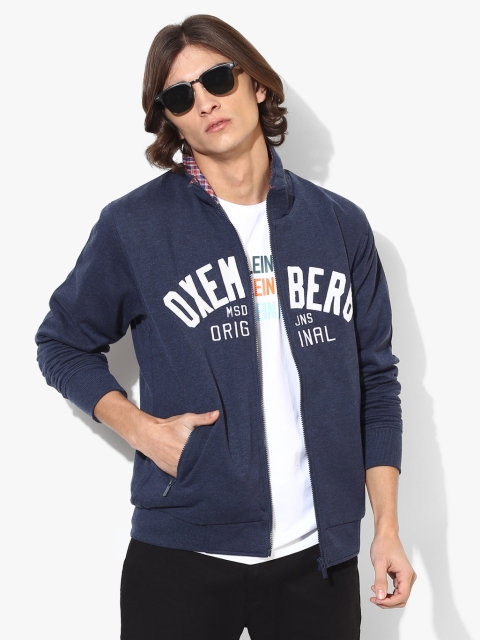 

Oxemberg Men Navy Blue & White Printed Sweatshirt