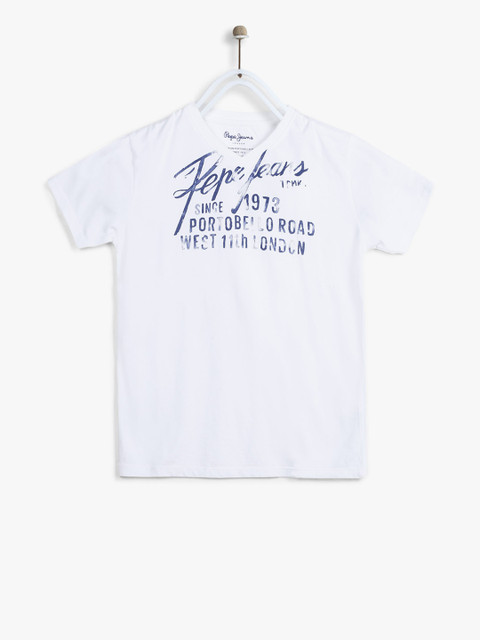 

Pepe Jeans Boys White & Blue Printed T-Shirt