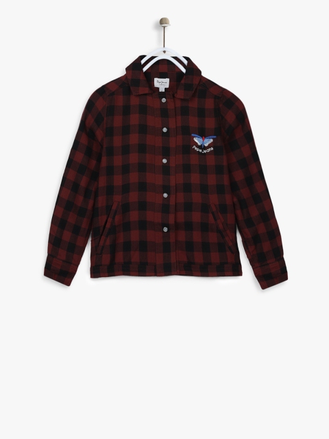 

Pepe Jeans Girls Maroon & Black Checked Casual Shirt