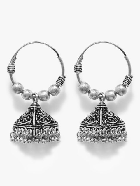 

Sia Art Jewellery Silver-Plated Oxidised Circular Hoop Earrings