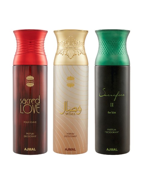 

Ajmal Unisex Pack Of 3 Deodorants 200ml each, Red