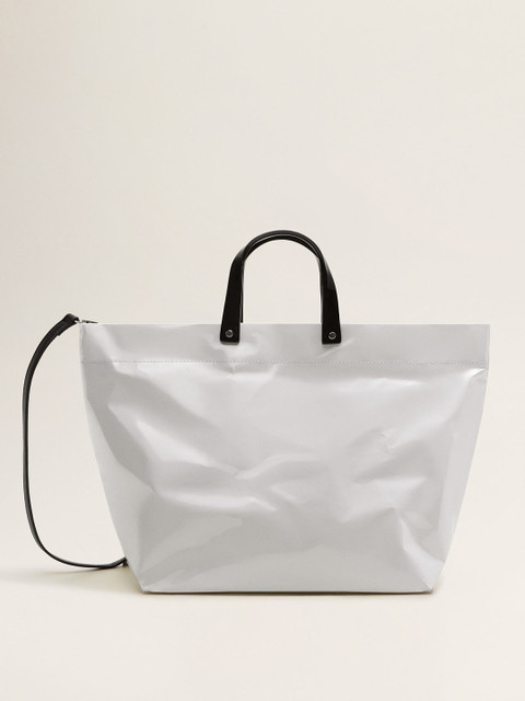 

MANGO White Solid Tote Bag