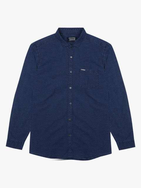 

Indigo Nation Men Navy Blue & Off-White Regular Fit Self Design Casual Shirt