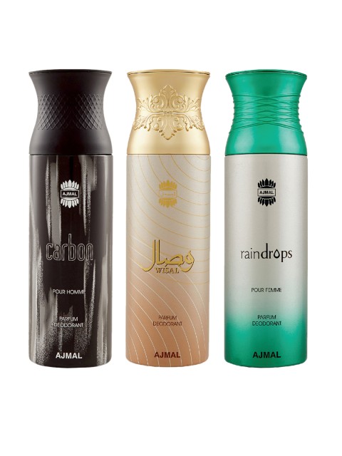 

Ajmal Unisex Pack Of 3 Deodorants 200ml each, Green