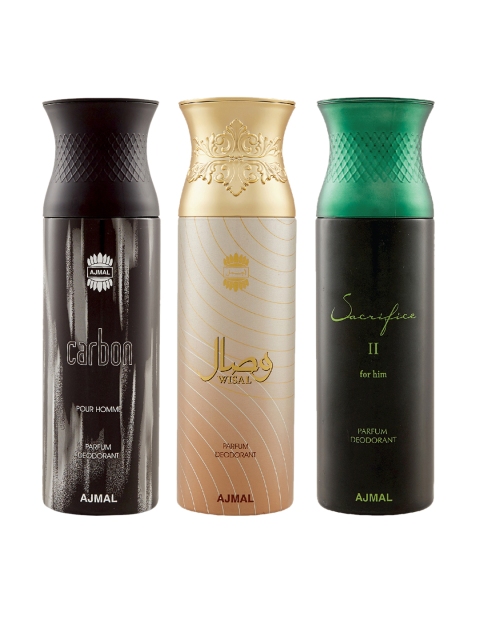 

Ajmal Unisex Pack Of 3 Deodorants 200ml each, Gold