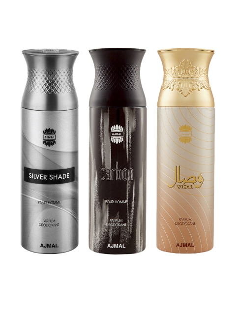 

Ajmal Unisex Pack Of 3 Deodorants 200ml each, Gold