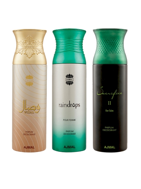 

Ajmal Unisex Pack Of 3 Deodorants 200ml each, Green