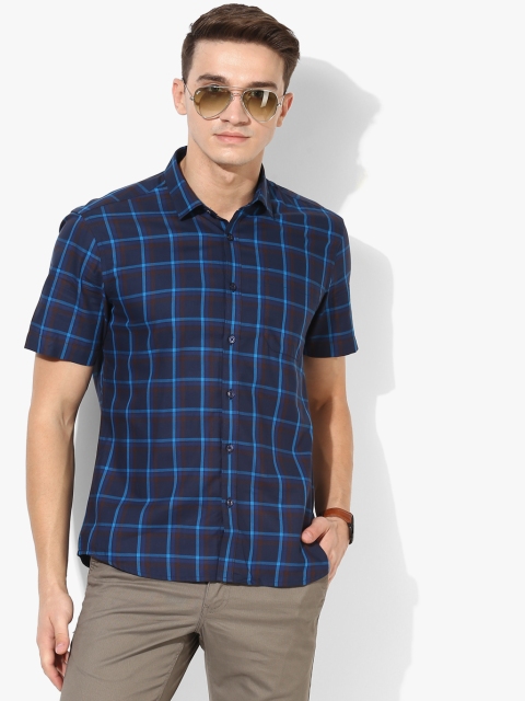 

Indigo Nation Men Blue Checked Slim Fit Casual Shirt