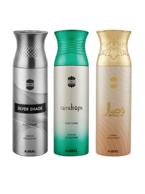 

Ajmal Unisex Pack Of 3 Deodorants 200ml each, Green