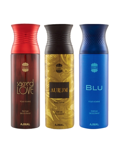 

Ajmal Unisex Pack Of 3 Deodorants 200ml each, Gold