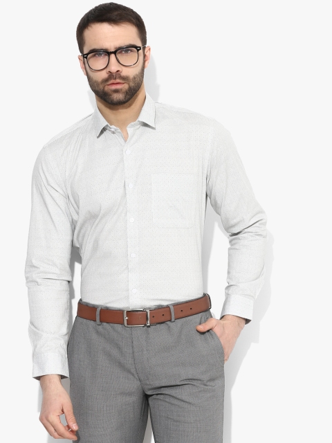 

John Miller Men Off-White & Black Printed Slim Fit Formal Shirt