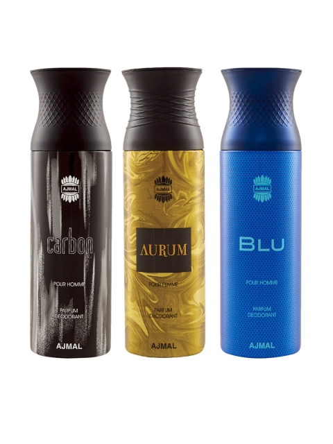 

Ajmal Unisex Pack Of 3 Deodorants 200ml each, Gold