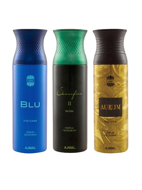 

Ajmal Unisex Pack Of 3 Deodorants 200ml each, Gold