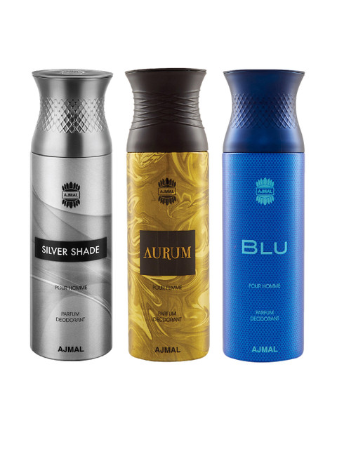 

Ajmal Unisex Pack Of 3 Deodorants 200ml each, Gold