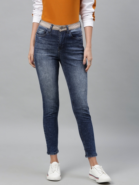 

Mast & Harbour Women Blue Skinny Fit High-Rise Clean Look Stretchable Cropped Jeans