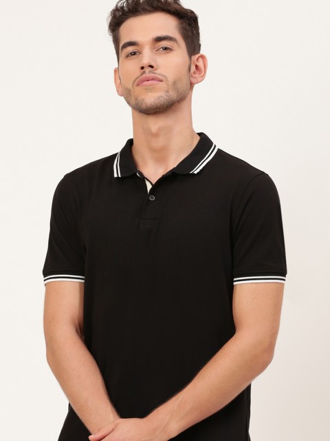 

Mast & Harbour Men Black Solid Polo Collar T-shirt