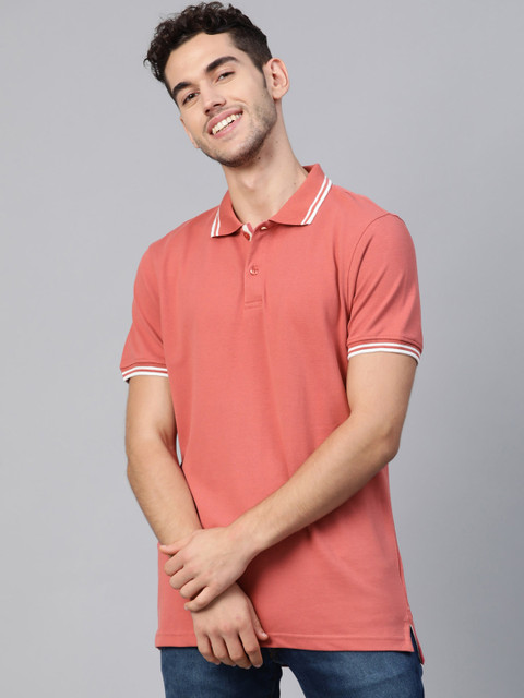 

Mast & Harbour Men Pink Solid Polo Collar T-shirt