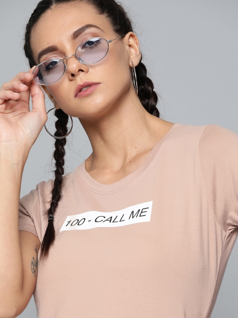 

Kook N Keech Women Dusty Pink Solid Round Neck T-shirt