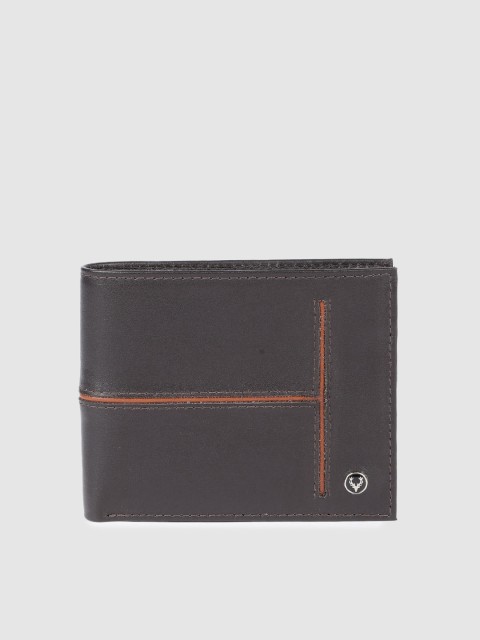 

Allen Solly Men Brown Self Design Two Fold Leather Wallet