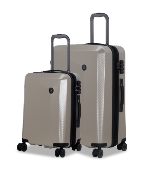 

IT luggage Set Of 2 Brown Textured Confide 360-Degree Rotation Hard-Sided Expandable Trolley Suitcases