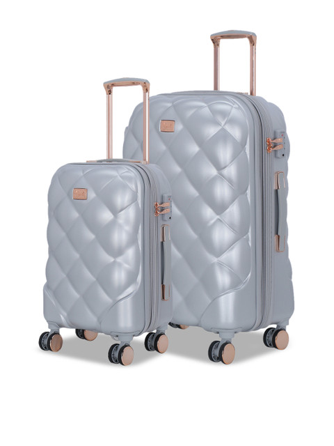 

IT luggage Set Of 2 Silver-Toned Textured Opulent 360-Degree Rotation Hard-Sided Expandable Trolley Suitcases
