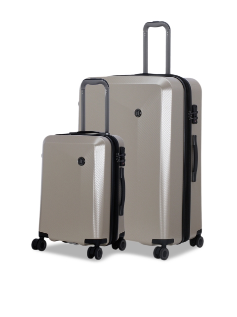 

IT luggage Unisex Set Of 2 Brown Textured Confide 360-Degree Rotation Hard-Sided Expandable Trolley Suitcases