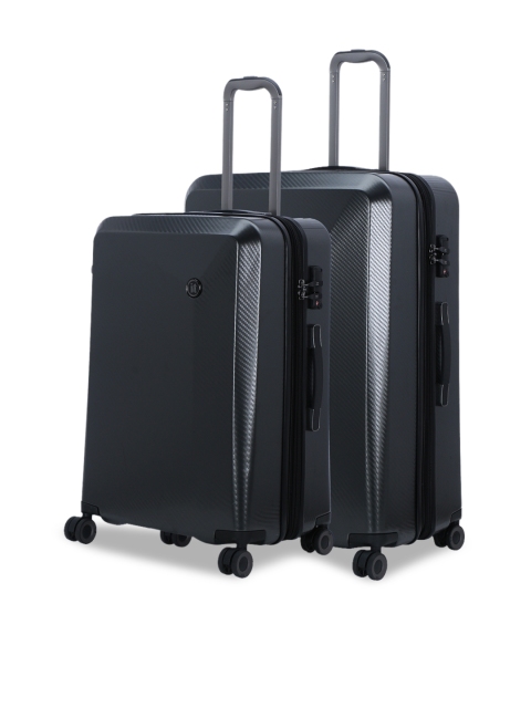 

IT luggage Unisex Set Of 2 Grey Textured Confide 360-Degree Rotation Hard-Sided Expandable Trolley Suitcases
