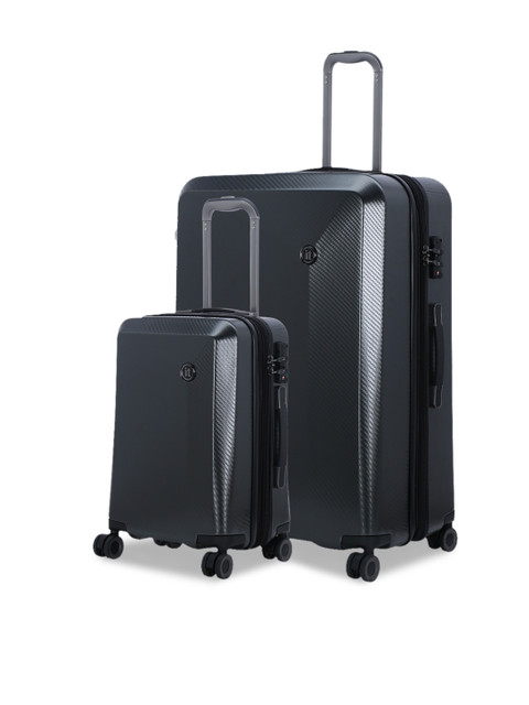 

IT luggage Set Of 2 Grey Textured Hard-Sided Expandable Trolley Suitcases