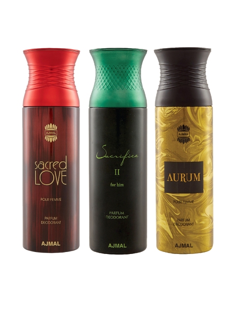 

Ajmal Unisex Pack Of 3 Deodorants 200ml each, Gold