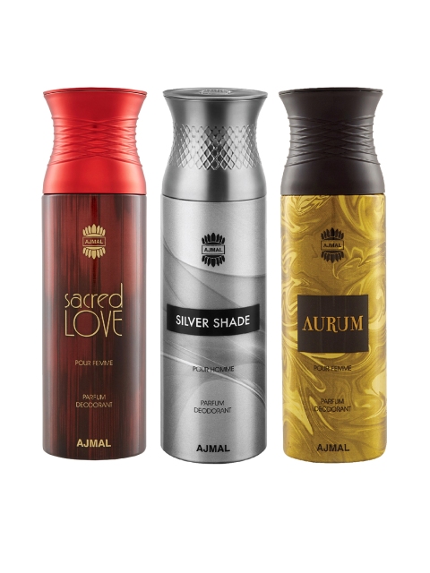 

Ajmal Unisex Pack Of 3 Deodorants 200ml each, Gold