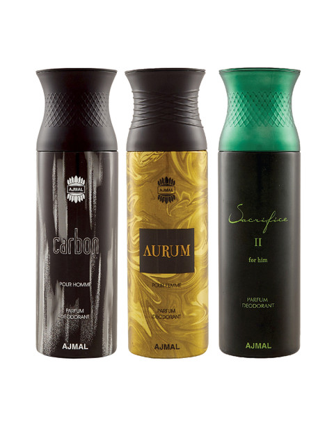 

Ajmal Unisex Pack Of 3 Deodorants 200ml each, Gold