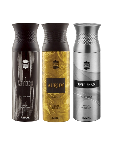 

Ajmal Unisex Pack Of 3 Deodorants 200ml each, Gold