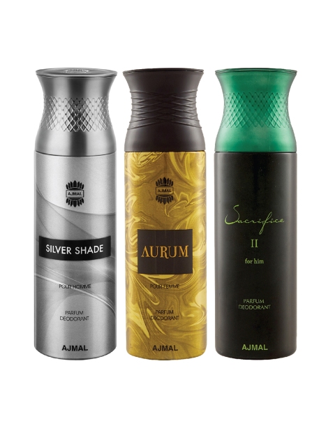 

Ajmal Unisex Pack Of 3 Deodorants 200ml each, Gold