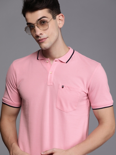 

Louis Philippe Sport Men Pink Slim Fit Solid Polo Collar T-shirt