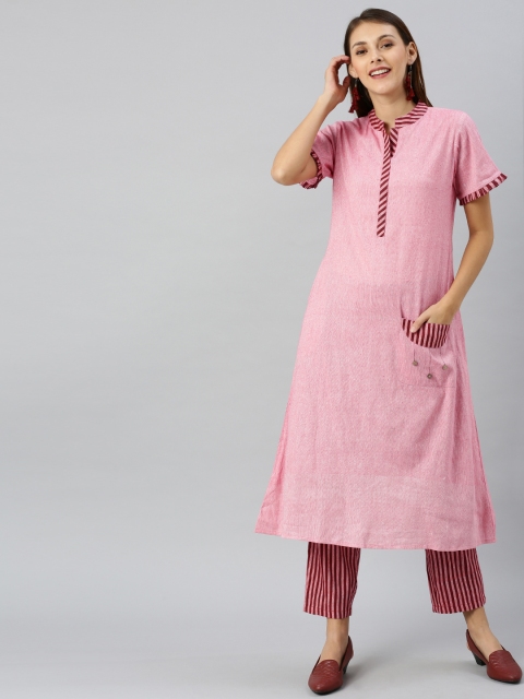 

Shakumbhari Women Pink Solid Kurta with Trousers