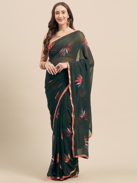 

KALINI Green & Red Poly Georgette Printed Saree