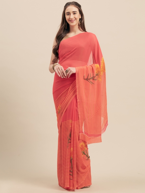 

KALINI Pink Printed Poly Georgette Saree