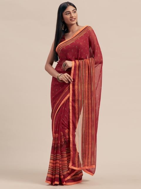 

KALINI Maroon Printed Poly Georgette Saree