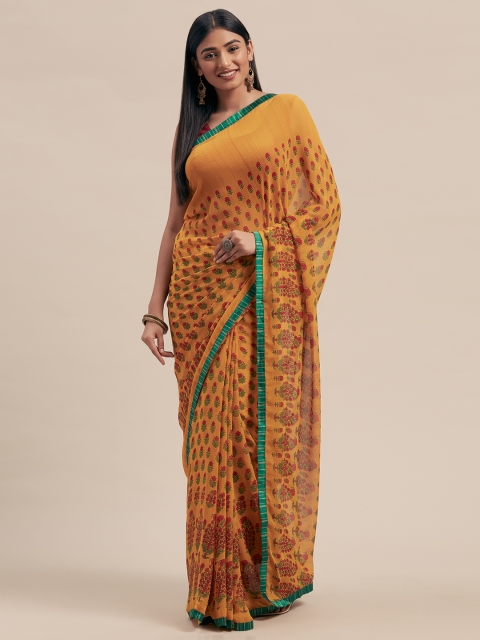 

Mitera Mustard Printed Poly Georgette Saree